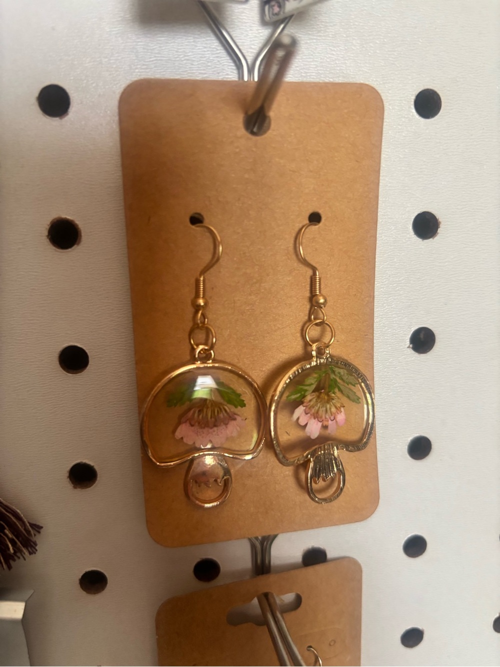 Gold Floral Resin Drop Earrings - Women Jewelry